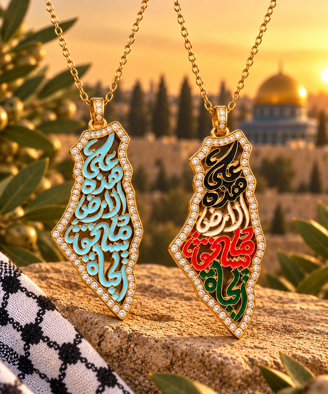 تعليقة خريطة فلسطين الذهبية – أرض وهوية وحكاية وطن ✨ - 3