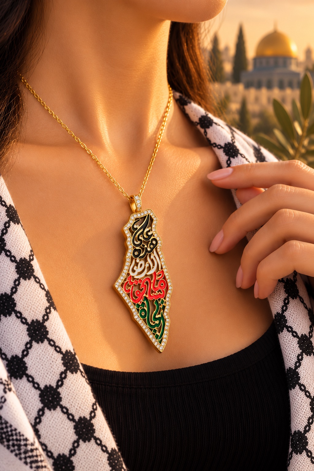 تعليقة خريطة فلسطين الذهبية – أرض وهوية وحكاية وطن ✨ - 2